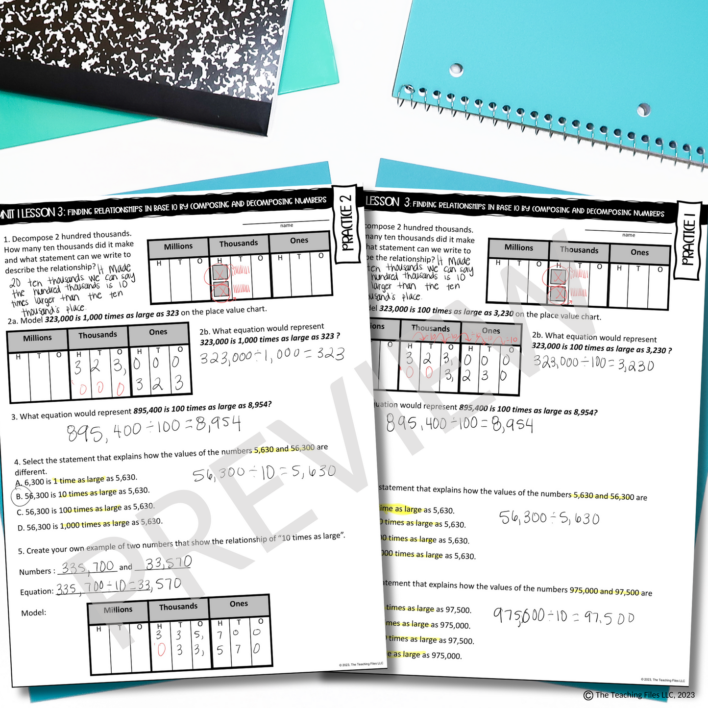 Relationships in Base 10 Guided Notes 4th Grade Math CCSS-Aligned
