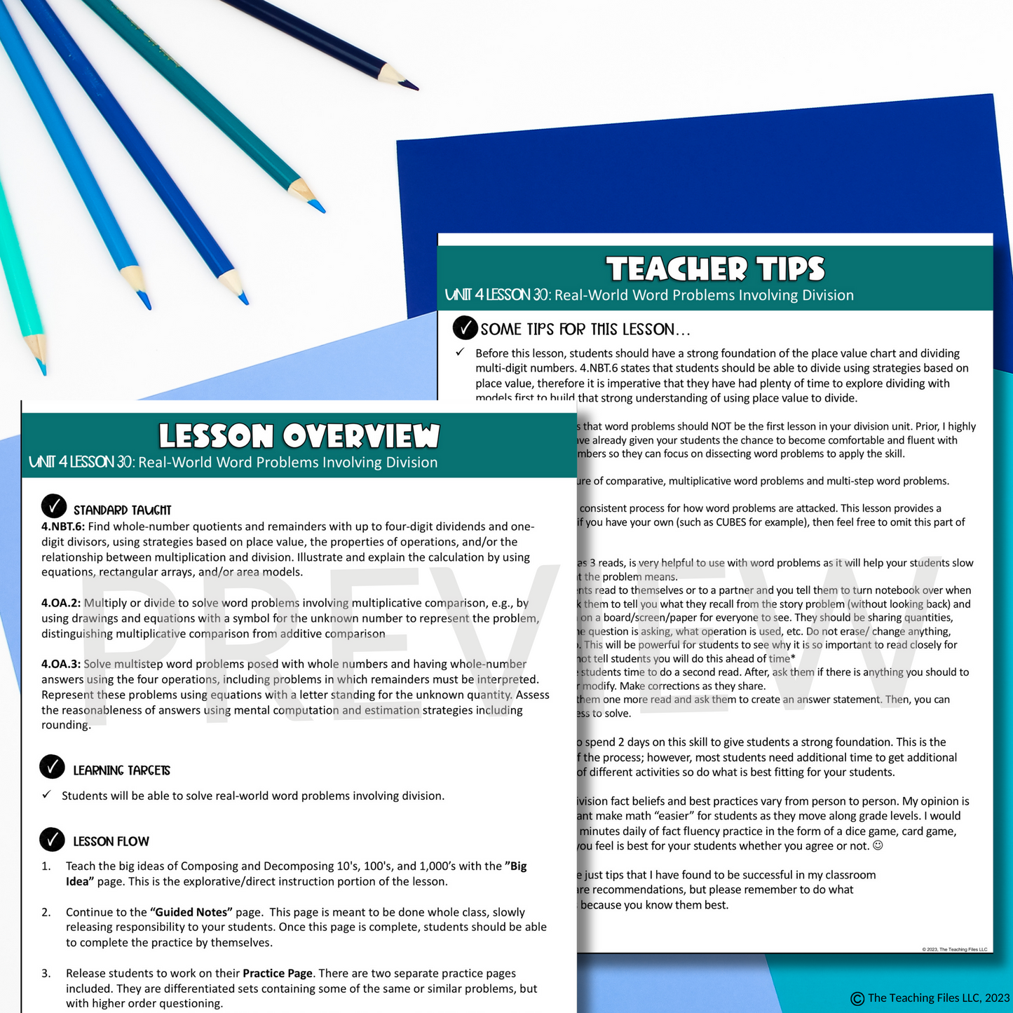 Division Word Problems 4th Grade Math Guided Notes Lesson CCSS-Aligned