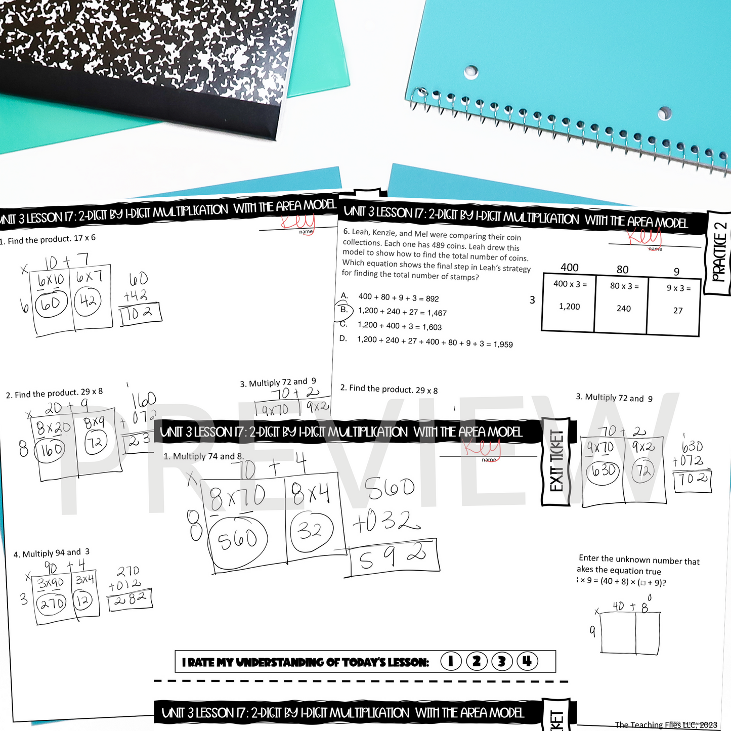 2-Digit by 1-Digit Multiplication Guided Notes Lesson 4th Grade Math CCSS-Aligned