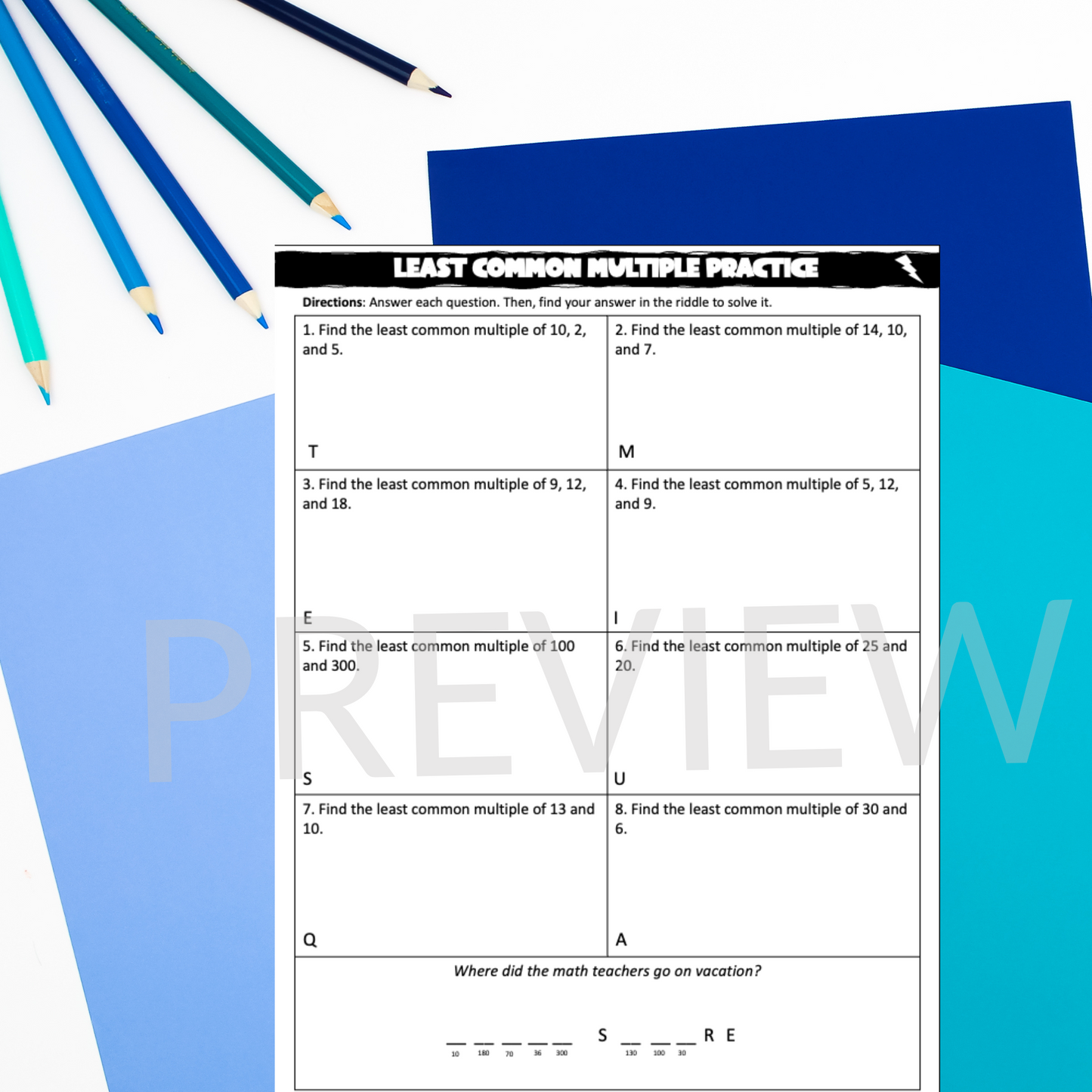 Least Common Multiple Practice