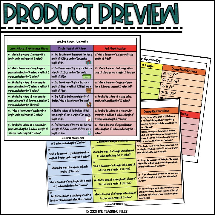 6th Grade Geometry | 6th Grade Math Tumbling Towers Activity