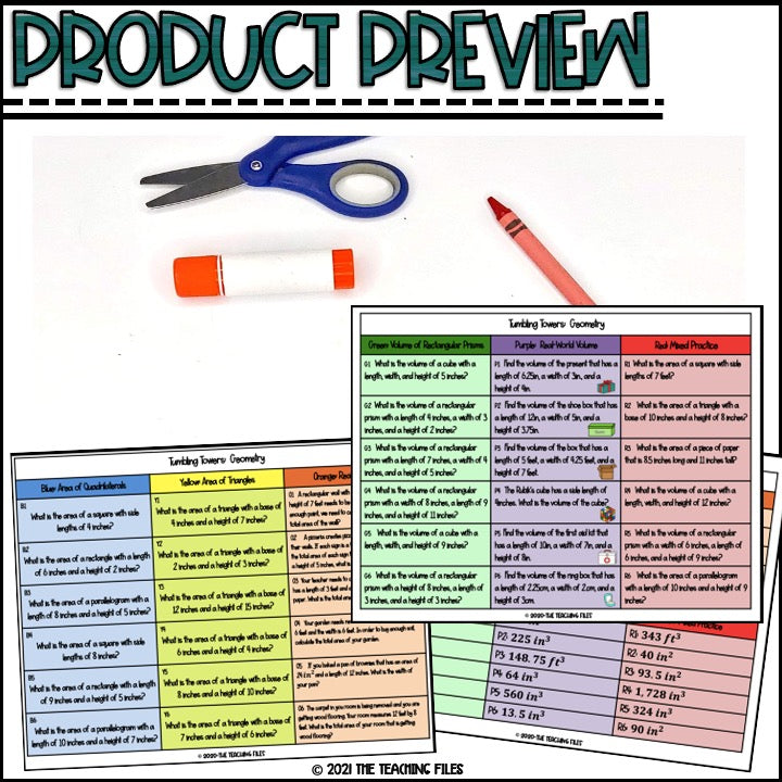 6th Grade Geometry | 6th Grade Math Tumbling Towers Activity