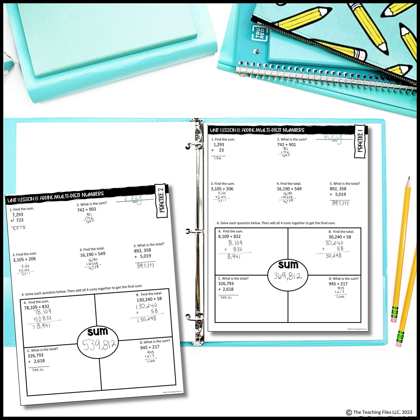 Adding Multi-Digit Numbers 4th Grade Math Guided Notes Lesson CCSS-Aligned