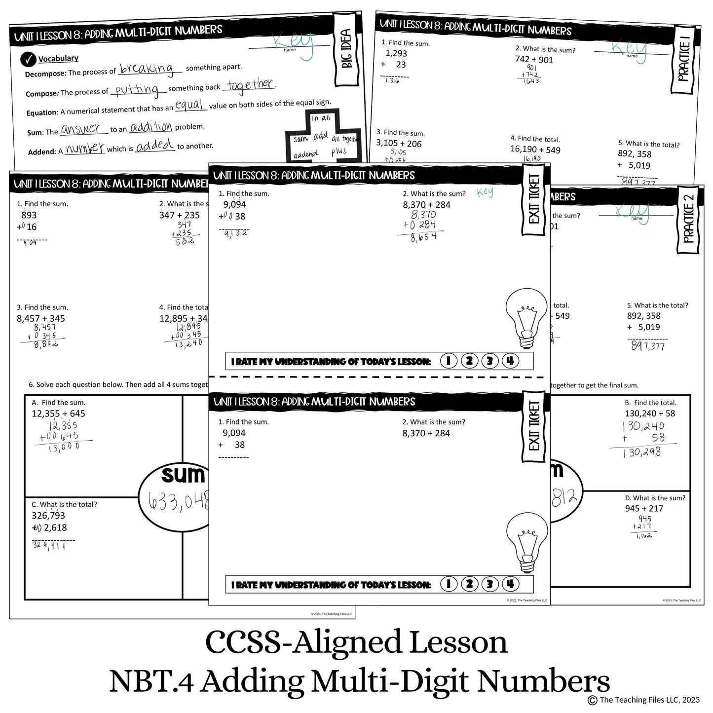 Adding Multi-Digit Numbers 4th Grade Math Guided Notes Lesson CCSS-Aligned