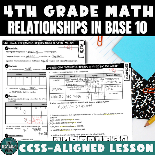 Relationships in Base 10 Guided Notes 4th Grade Math CCSS-Aligned