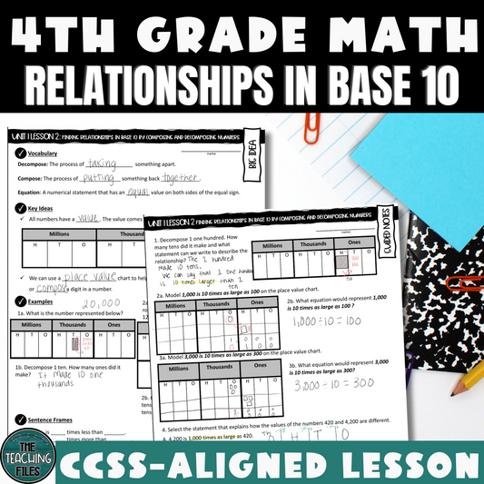 Relationships in Base 10 Guided Notes 4th Grade Math CCSS-Aligned