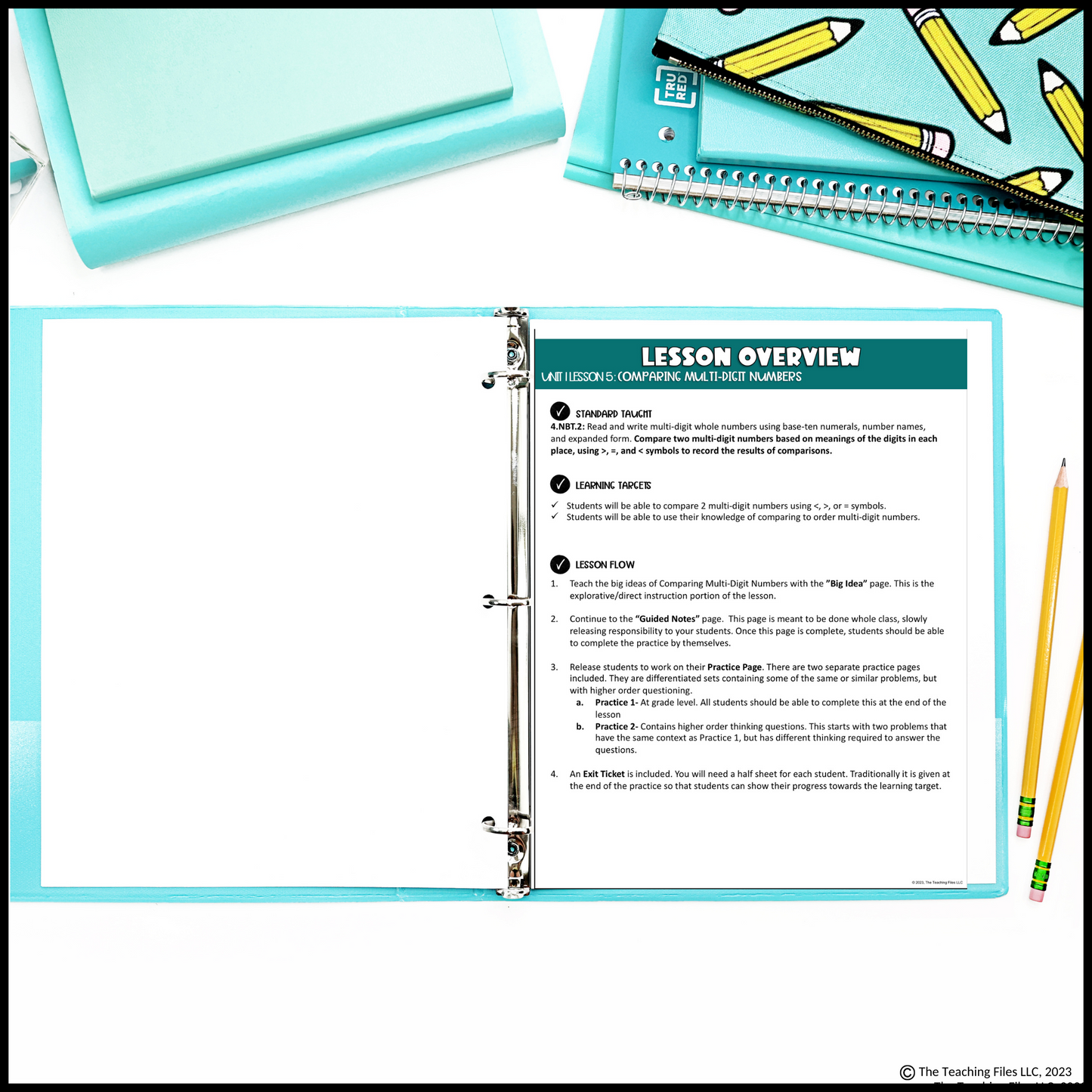 Comparing Multi-Digit Numbers 4th Grade Math Guided Notes CCSS-Aligned