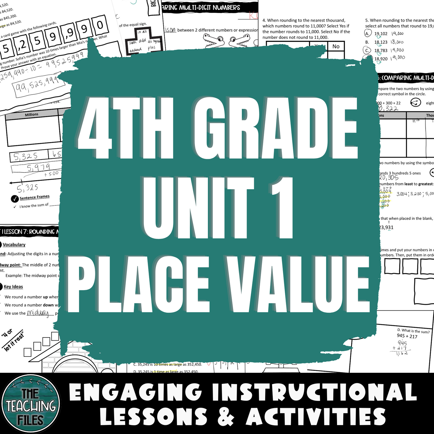 4th Grade Math Place Value Guided Notes Unit CCSS Aligned