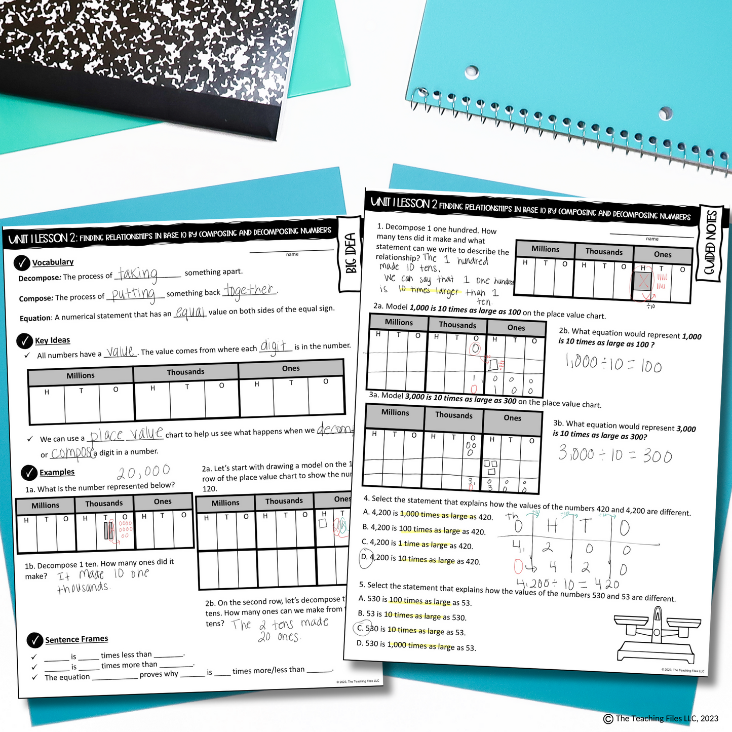 Relationships in Base 10 Guided Notes 4th Grade Math CCSS-Aligned