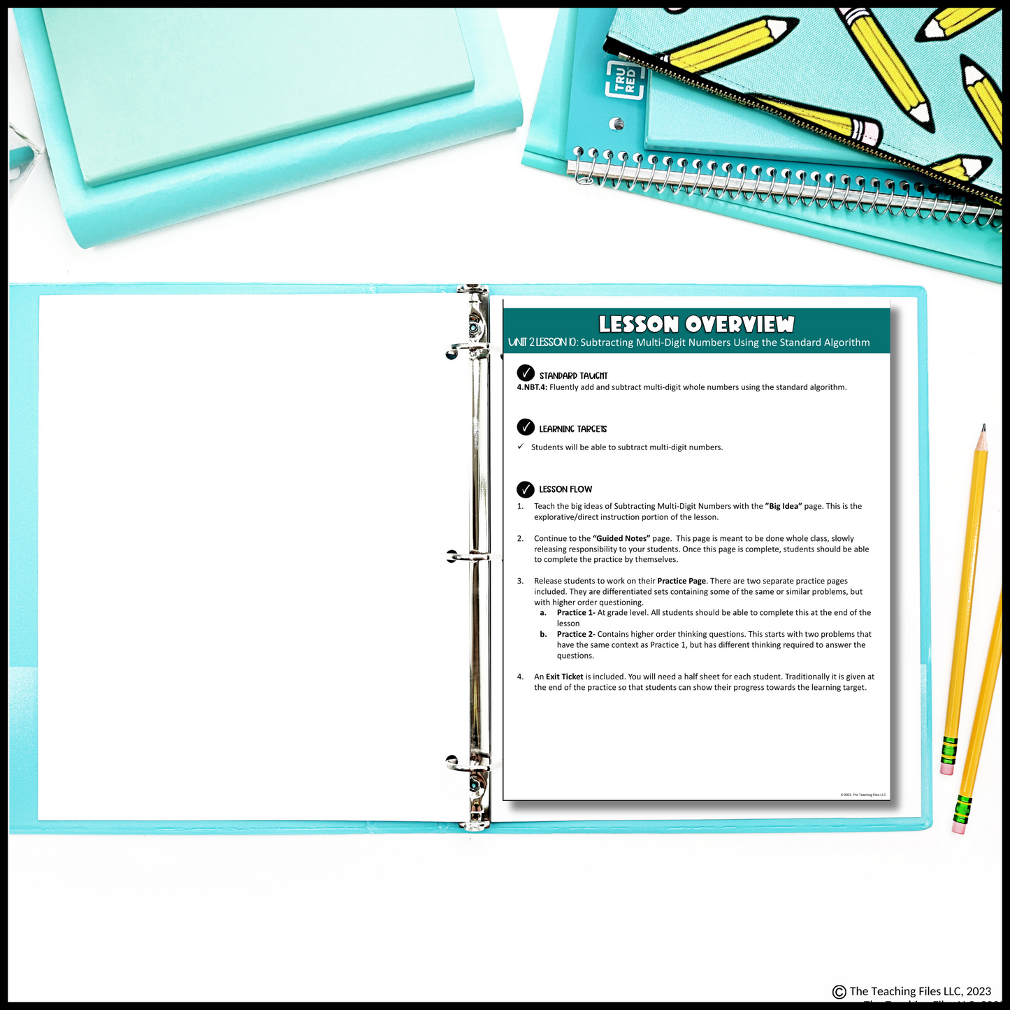 Subtracting Multi-Digit Numbers Guided Notes Lesson 4th Grade Math CCSS-Aligned