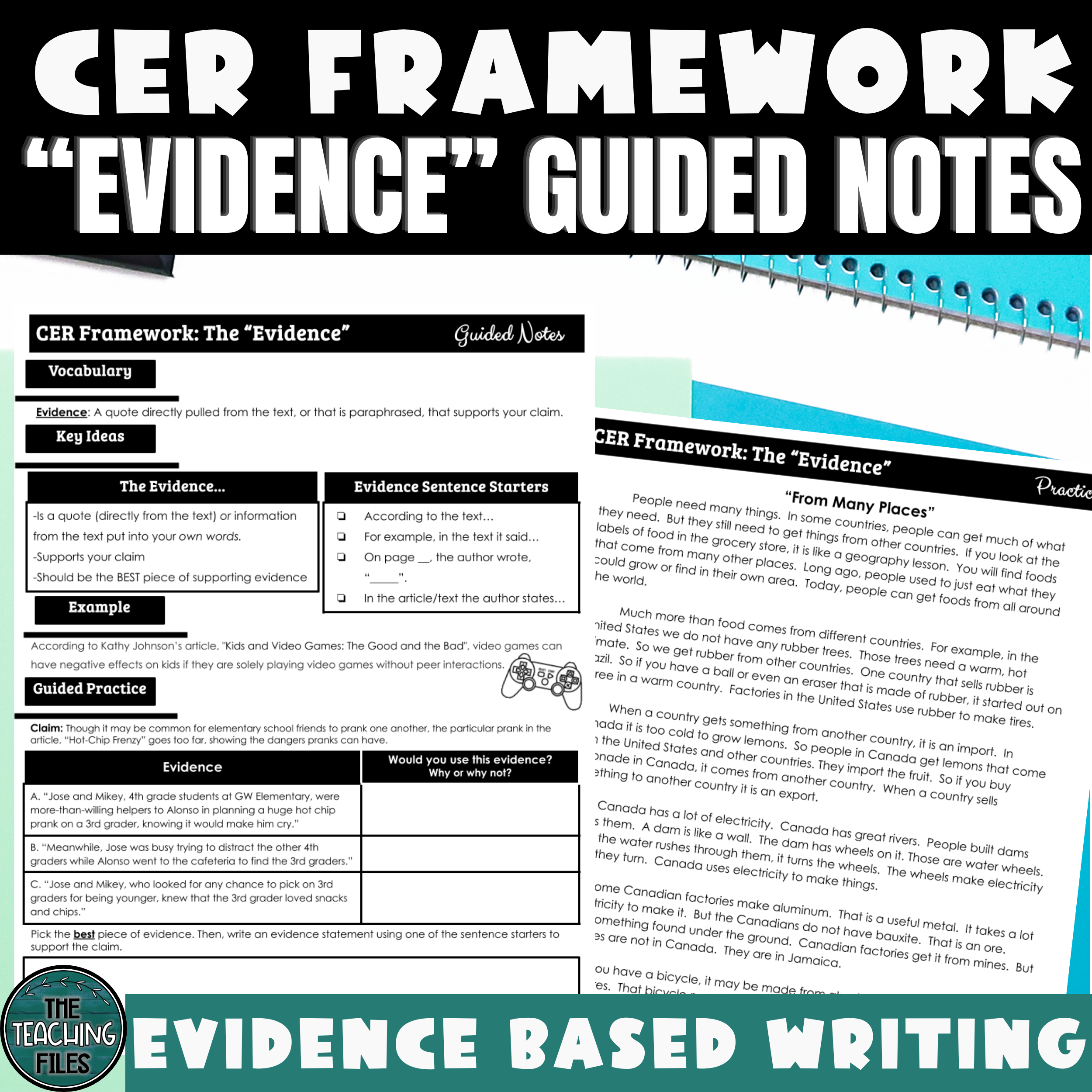 CER Framework Evidence Guided Notes – The Teaching Files