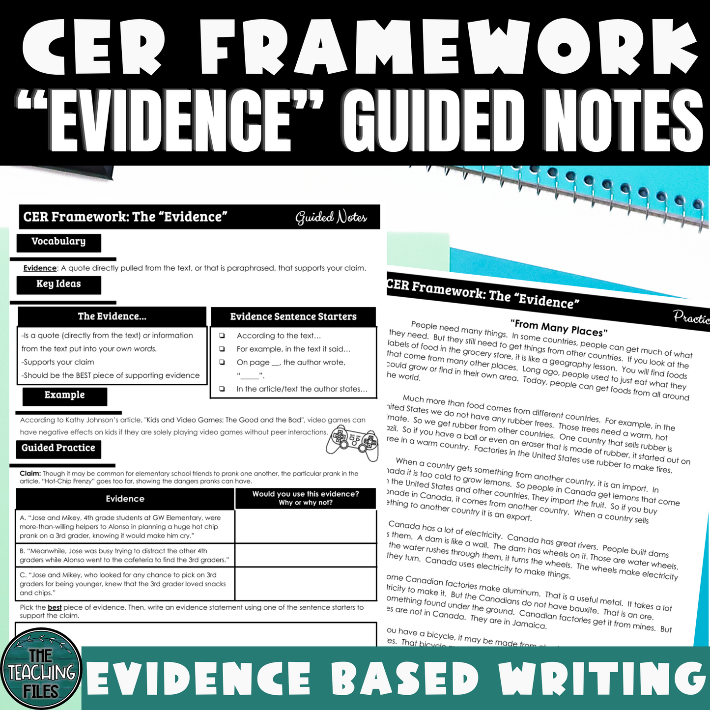 CER Framework Evidence Guided Notes