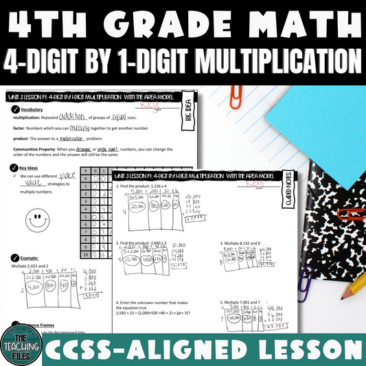 4-Digit by 1-Digit Multiplication | 4th Grade Math Guided Notes Lesson | CCSS-Aligned