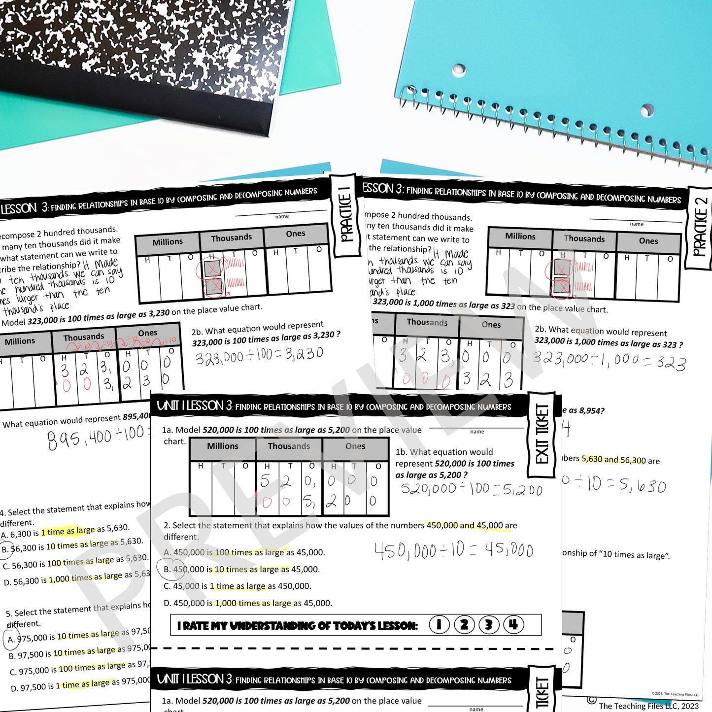 Relationships in Base 10 Guided Notes 4th Grade Math CCSS-Aligned