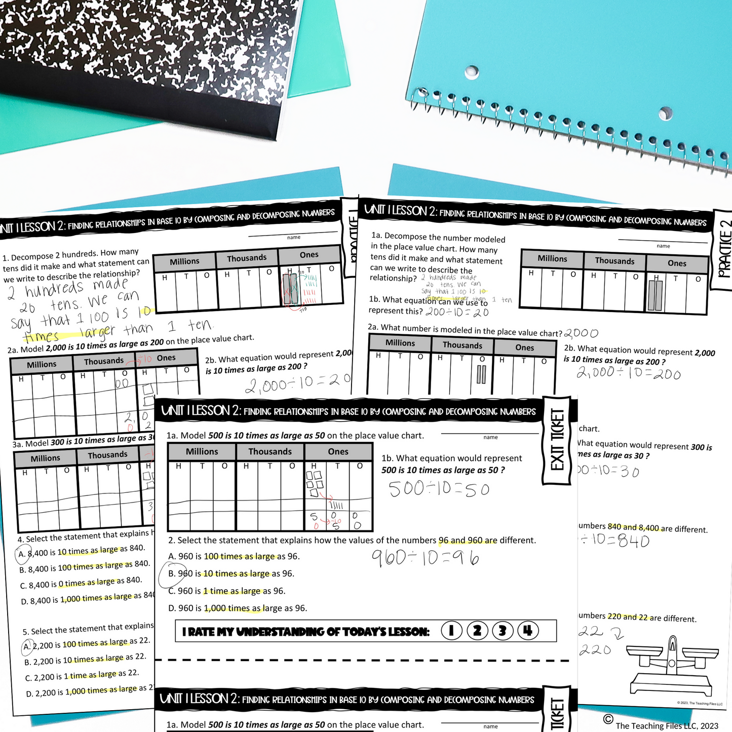 Relationships in Base 10 Guided Notes 4th Grade Math CCSS-Aligned