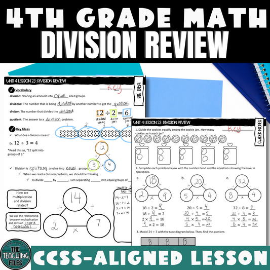 Division Review from 3rd Grade | 4th Grade Math Guided Notes Lesson | CCSS-Aligned