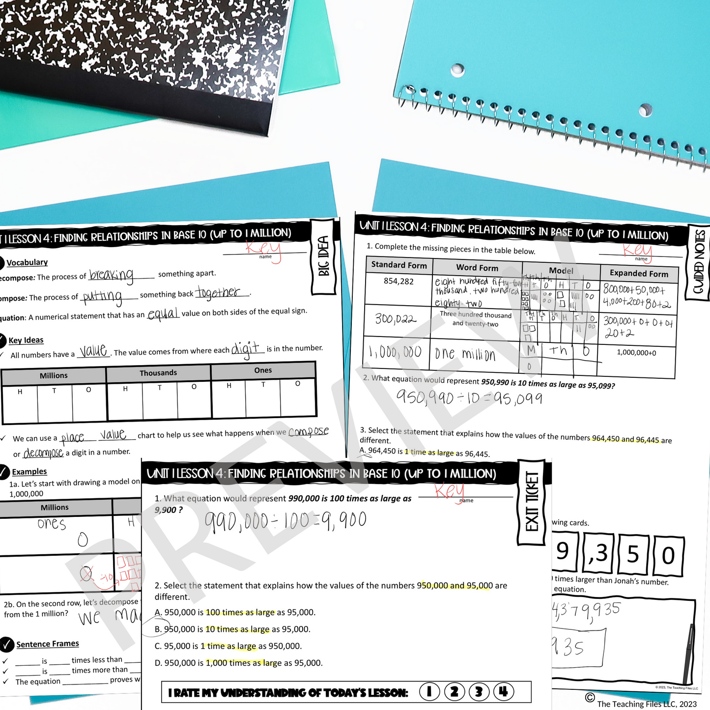 Relationships in Base 10 Guided Notes 4th Grade Math CCSS-Aligned