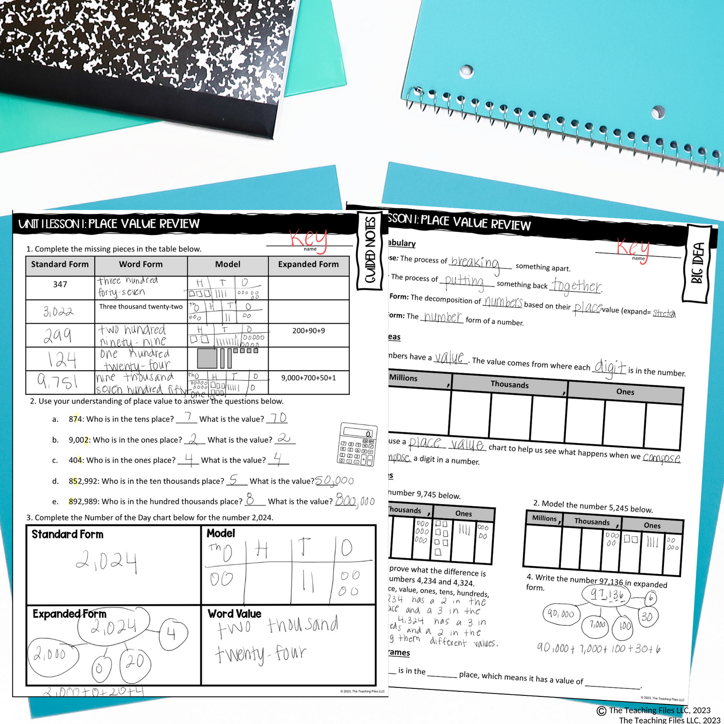 4th Grade Math Place Value Guided Notes Unit CCSS Aligned