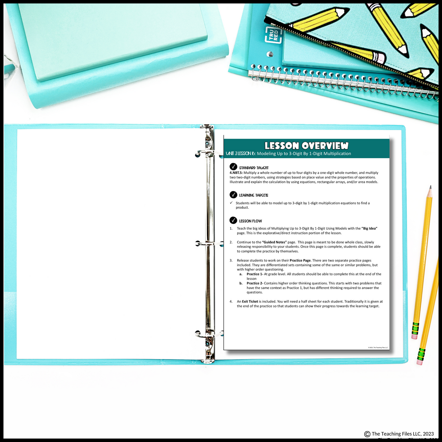 Multiplying Using Models Guided Notes Lesson 4th Grade Math CCSS-Aligned