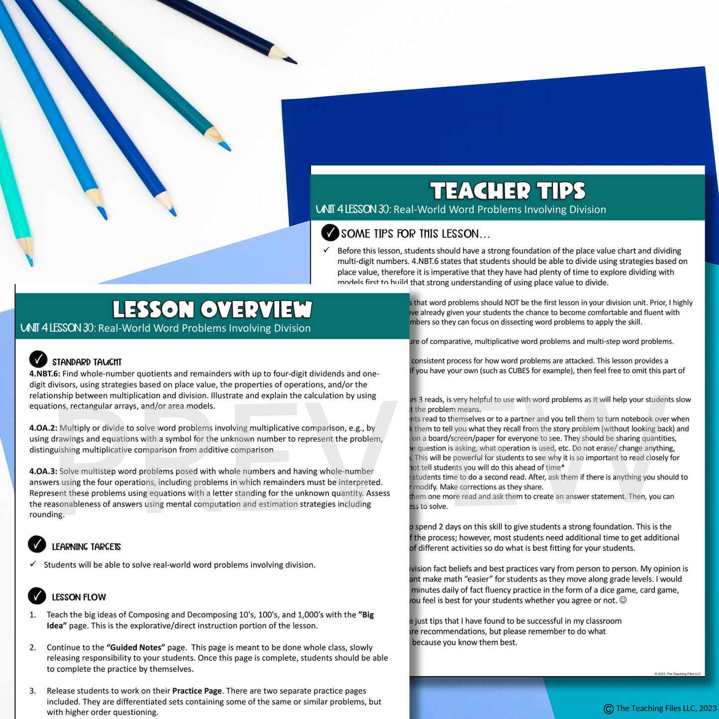 Division Word Problems 4th Grade Math Guided Notes Lesson  CCSS-Aligned