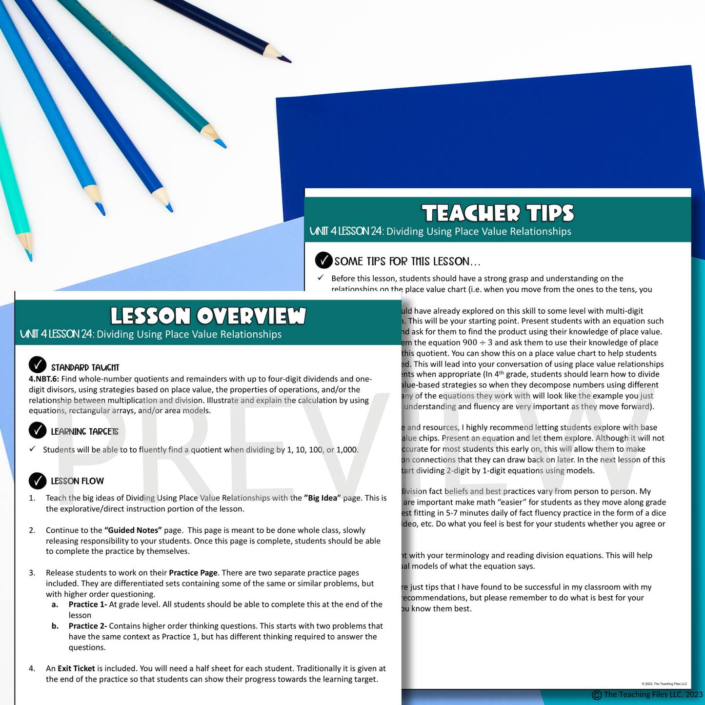 Dividing by 1 10 100 and 1000 4th Grade Math Guided Notes Lesson CCSS-Aligned