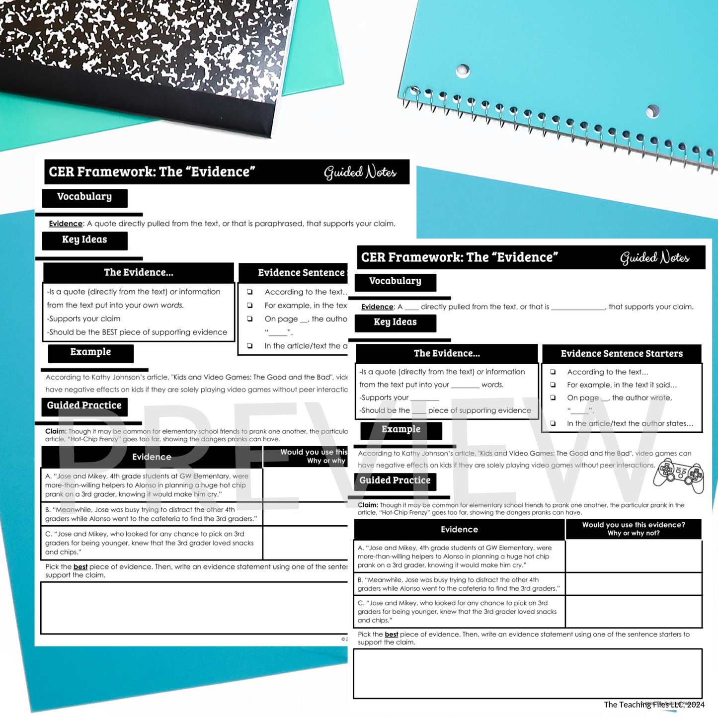 CER Framework Evidence Guided Notes