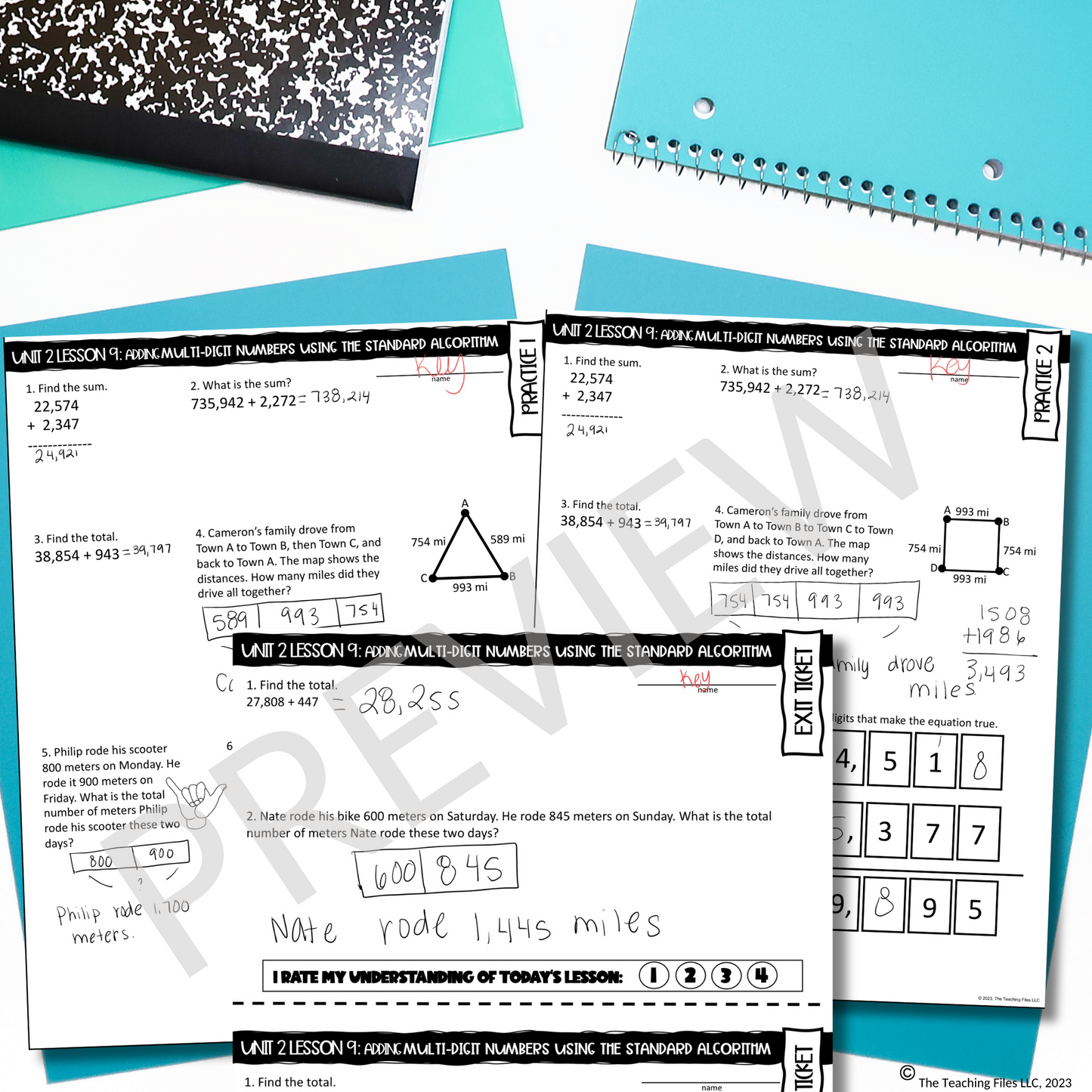 Adding Multi-Digit Numbers Word Problems 4th Grade Math Guided Notes Lesson CCSS-Aligned