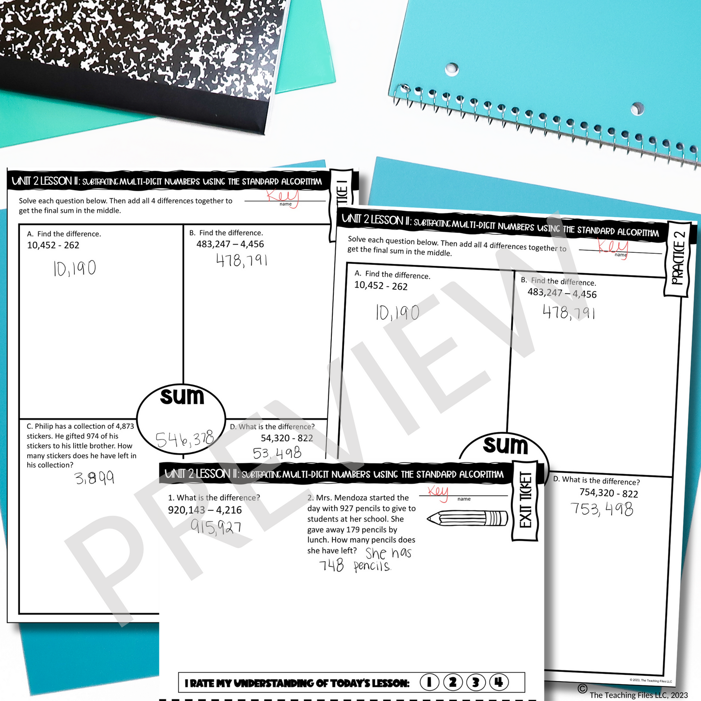 Subtracting Multi-Digit Numbers 4th Grade Math Guided Notes Lesson CCSS-Aligned