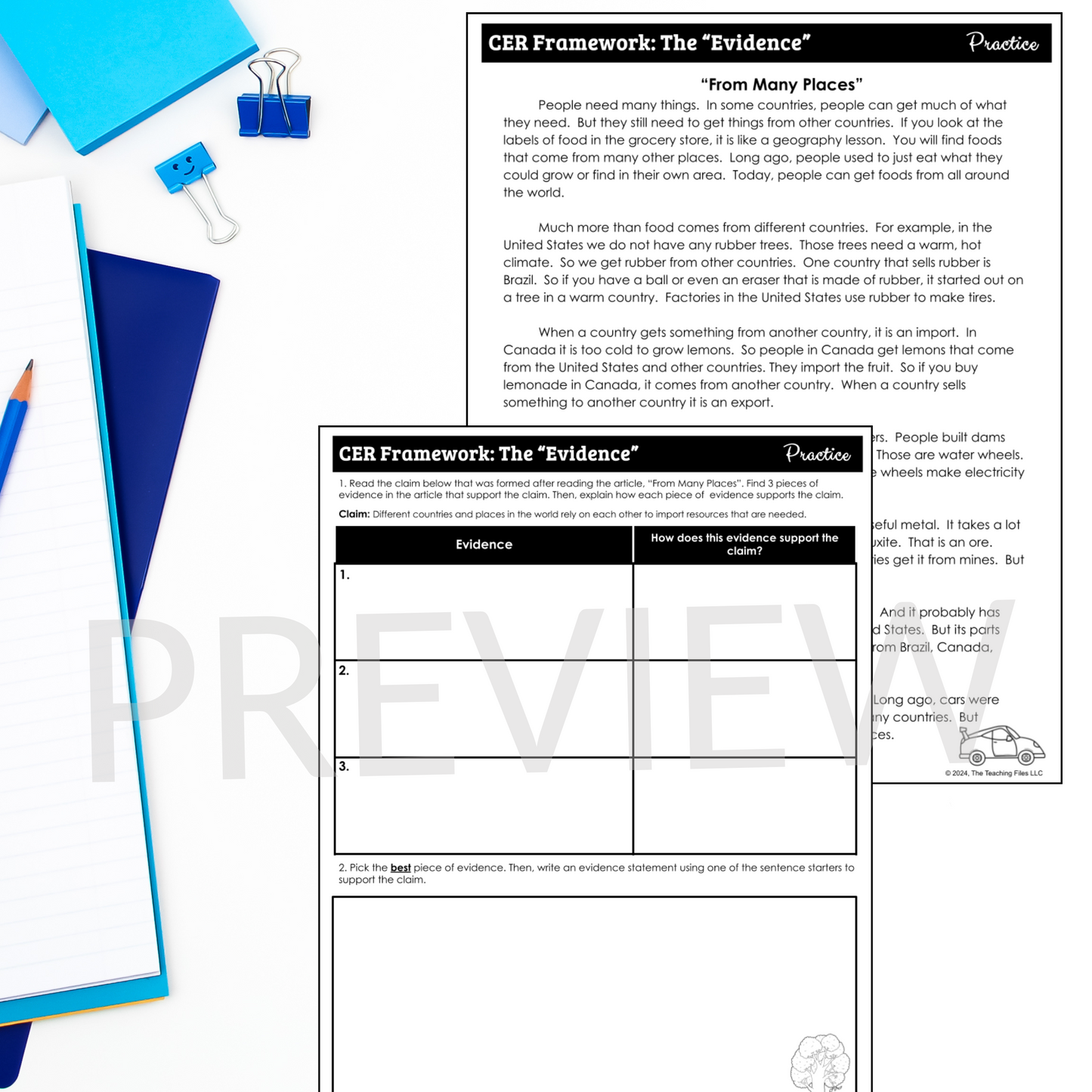 CER Framework Evidence Guided Notes