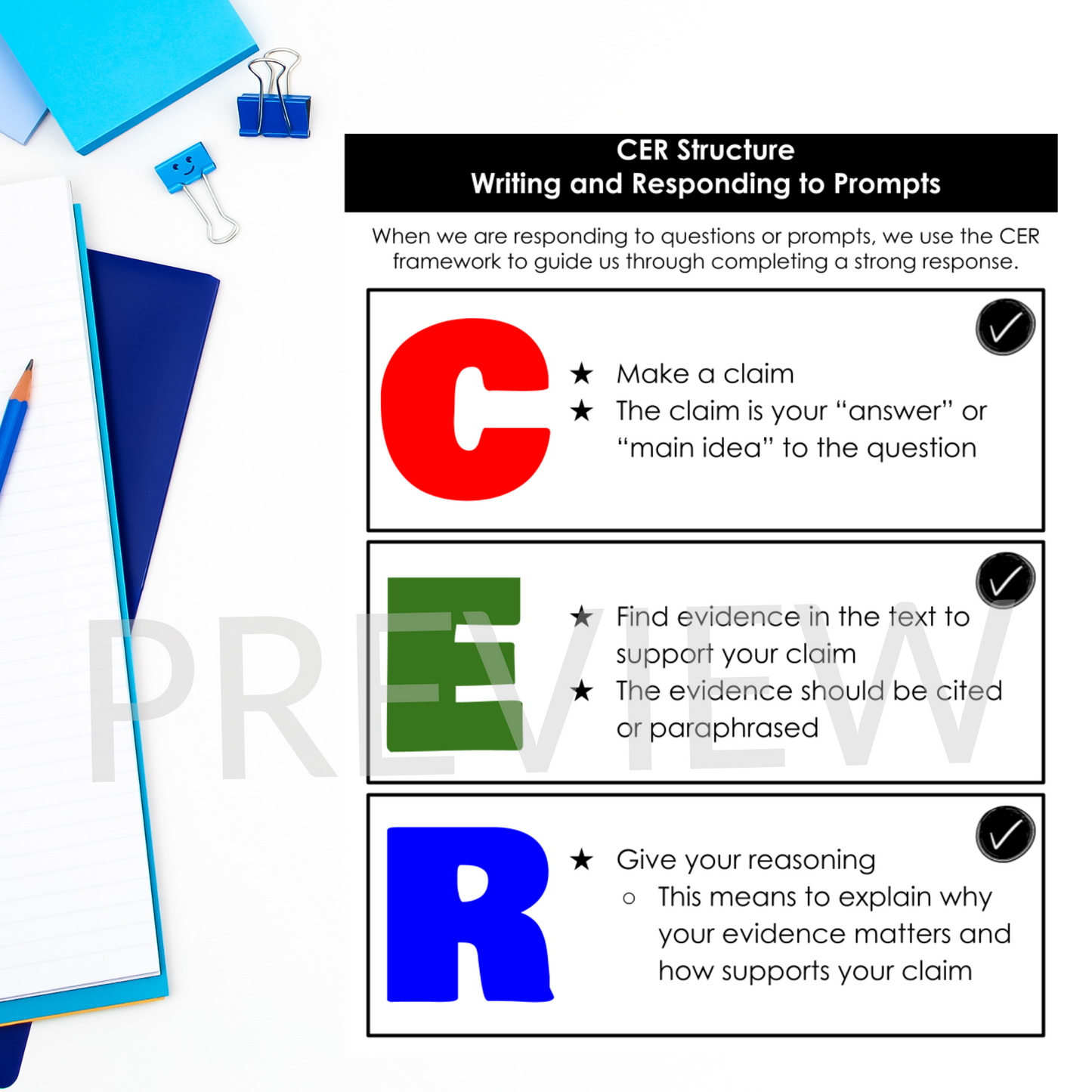 CER One Pager Notes Free Resource