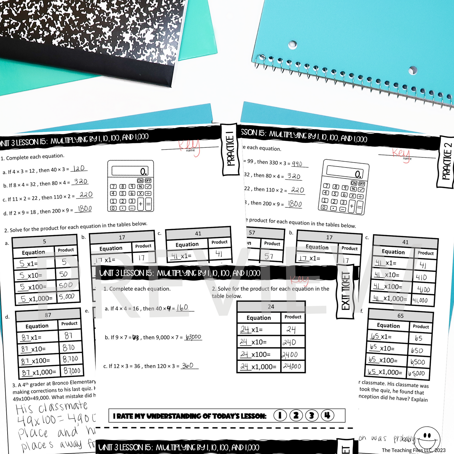 Multiplying By 1 10 100 and 1000 Guided Notes Lesson 4th Grade Math  CCSS-Aligned