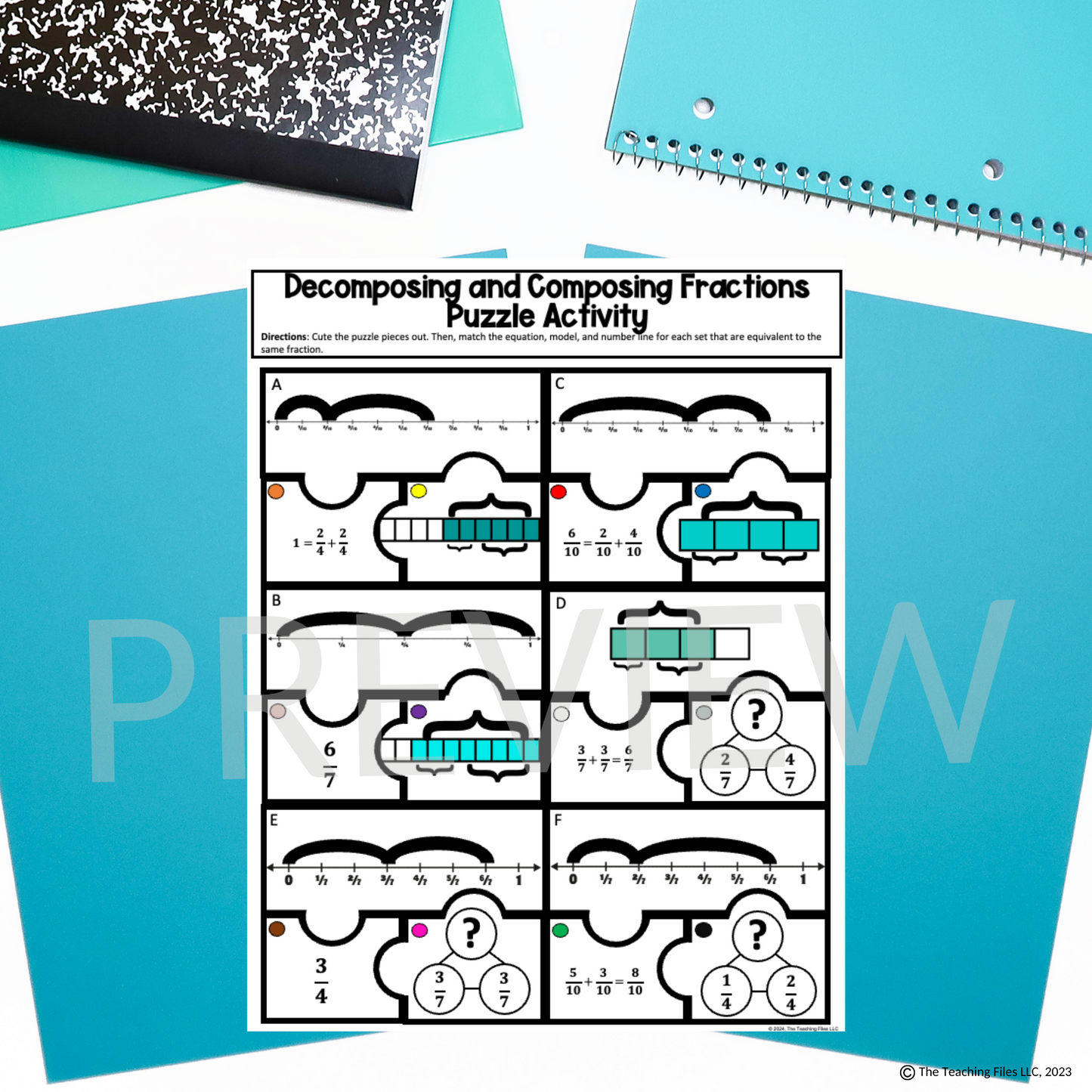 Decomposing and Composing Fractions 4th Grade Math Activity CCSS-Aligned