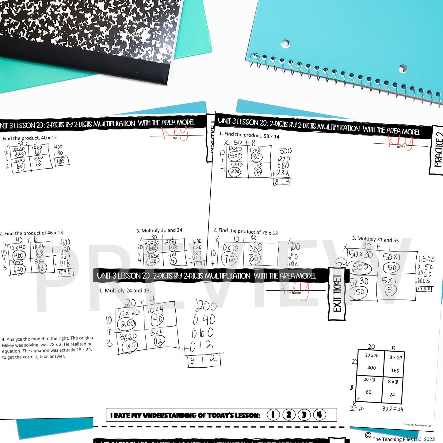 2-Digit by 2-Digit Multiplication 4th Grade Math Guided Notes Lesson CCSS-Aligned