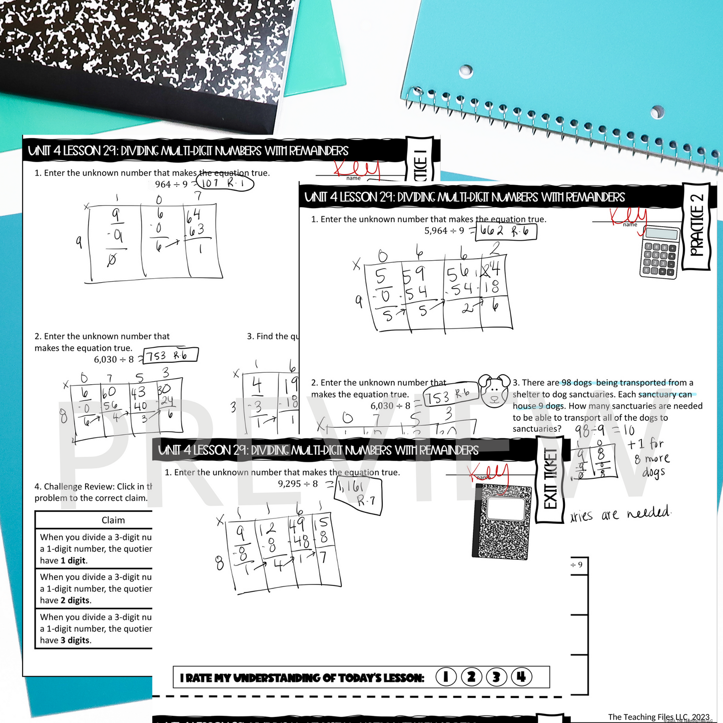 4th Grade Math Division Guided Notes Unit CCSS Aligned