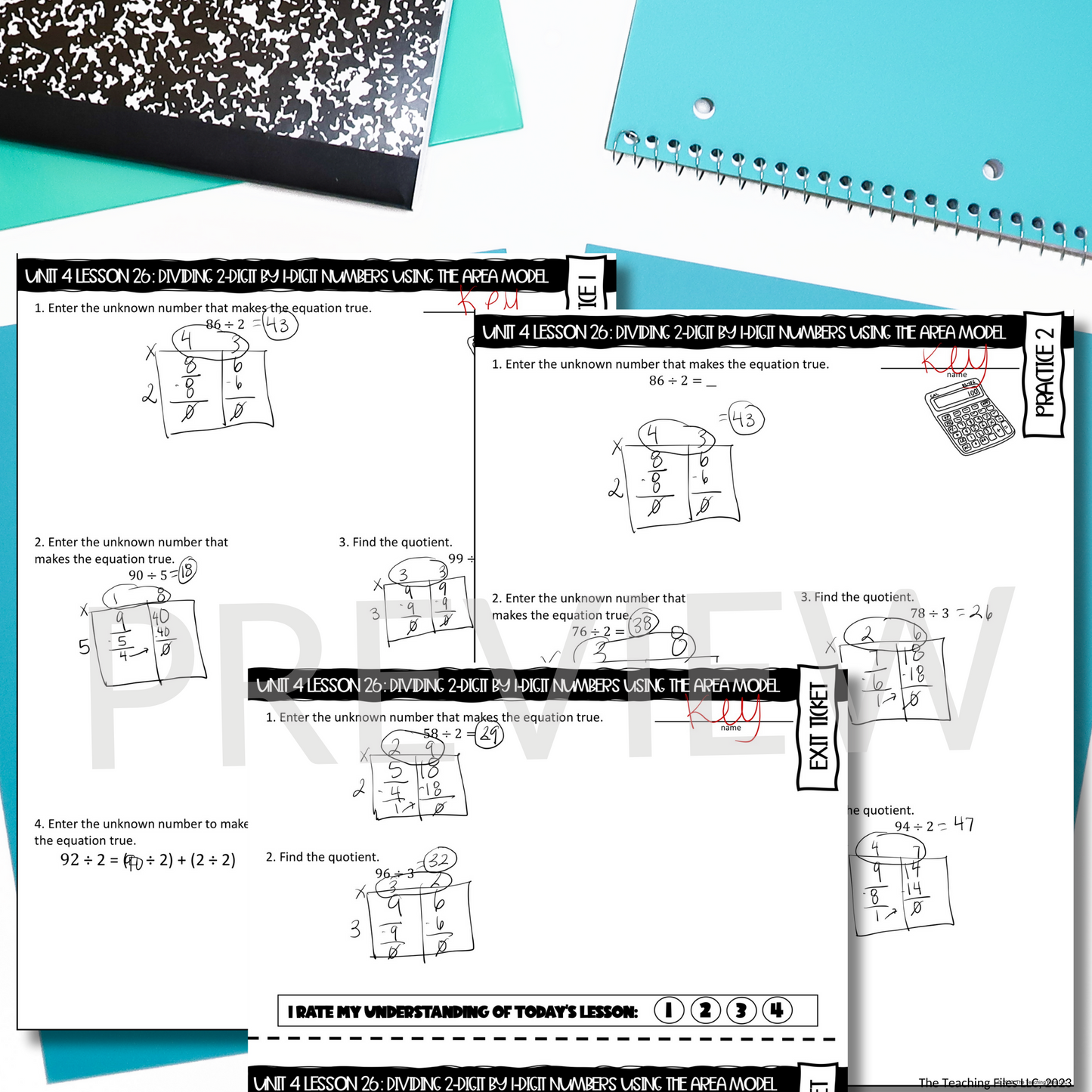 2-Digit by 1-Digit Division Using Area Models | 4th Grade Math Guided Notes Lesson | CCSS-Aligned