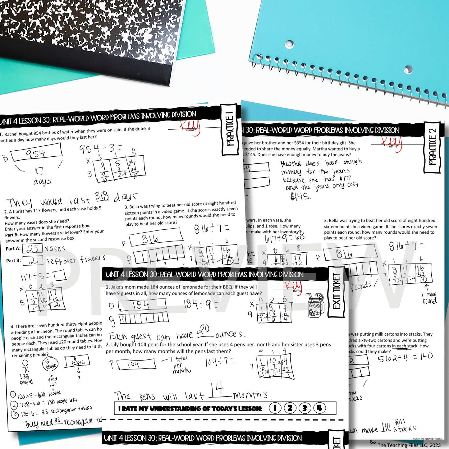 Division Word Problems 4th Grade Math Guided Notes Lesson  CCSS-Aligned