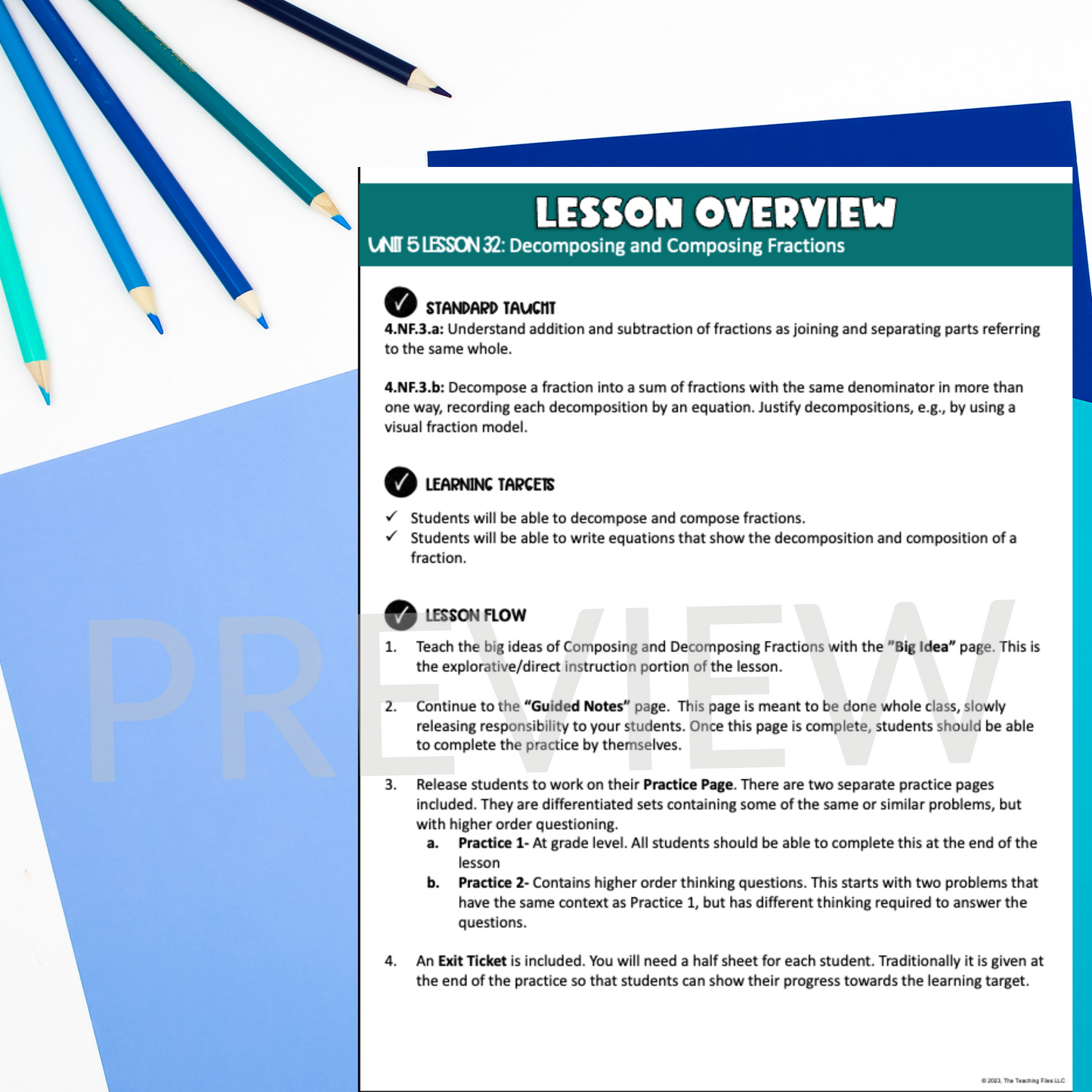 Decomposing and Composing Fractions Lesson 4th Grade Math Guided Notes Lesson CCSS-Aligned