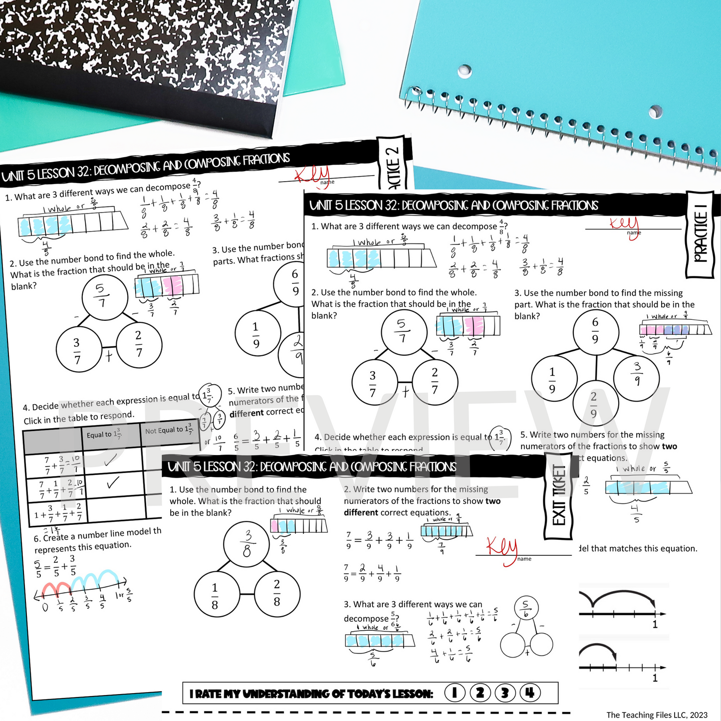 Decomposing and Composing Fractions Lesson 4th Grade Math Guided Notes Lesson CCSS-Aligned