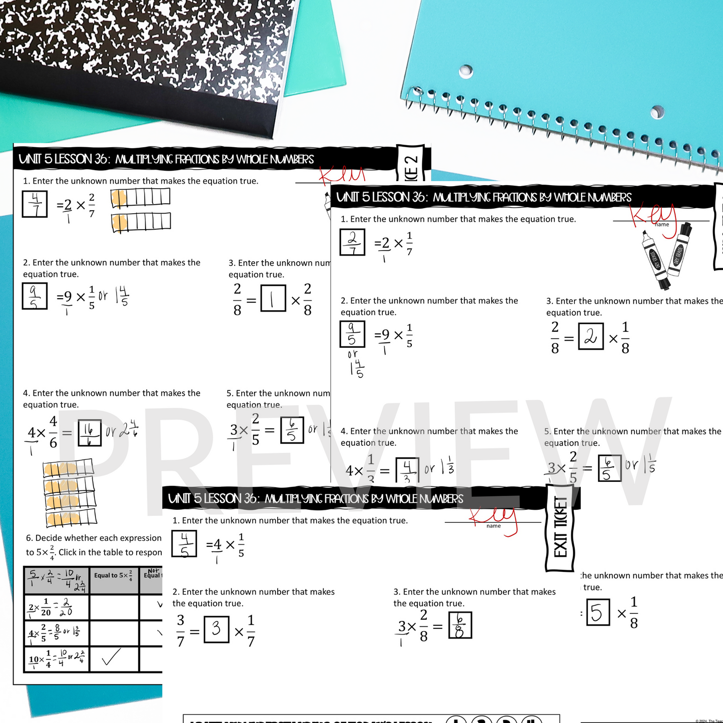 Multiplying Fractions and Whole Numbers Guided Notes Lesson CCSS-Aligned