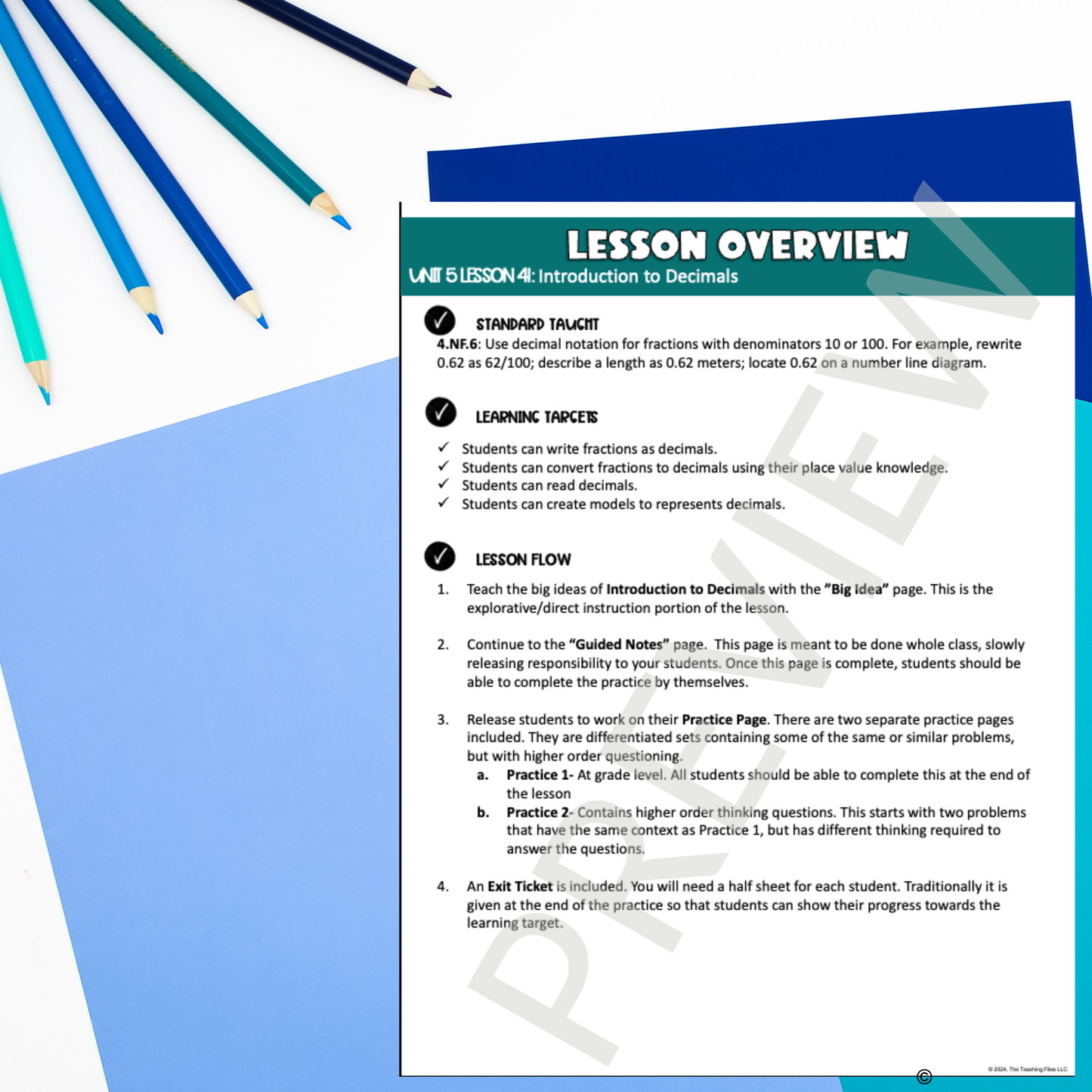 Introduction to Decimals Guided Notes Lesson 4th Grade Math CCSS-Aligned