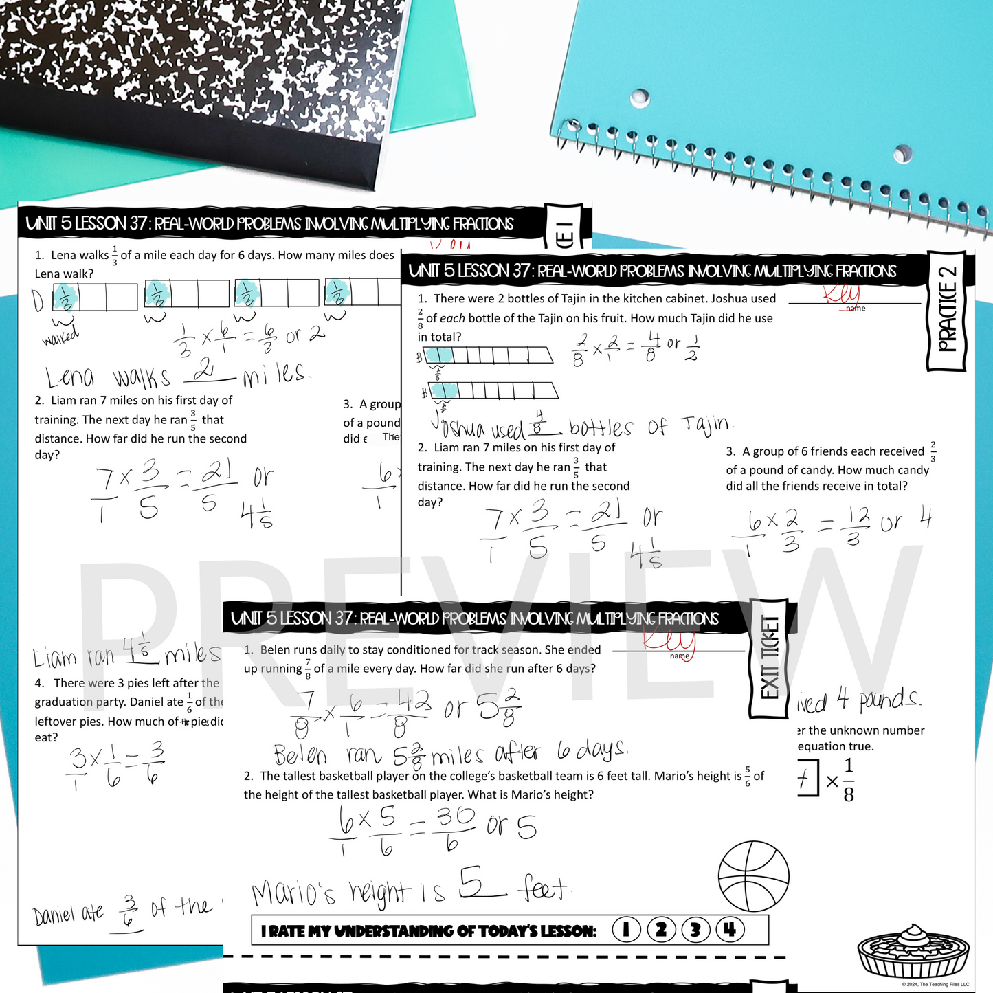 Multiplying Fractions Word Problems Guided Notes Lesson CCSS-Aligned