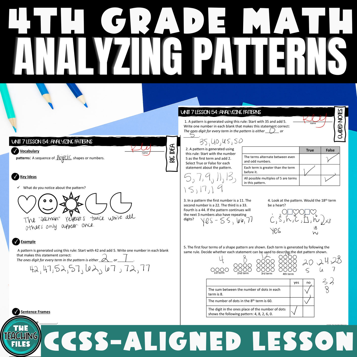 Analyzing Patterns Guided Notes Lesson Practice Exit Ticket