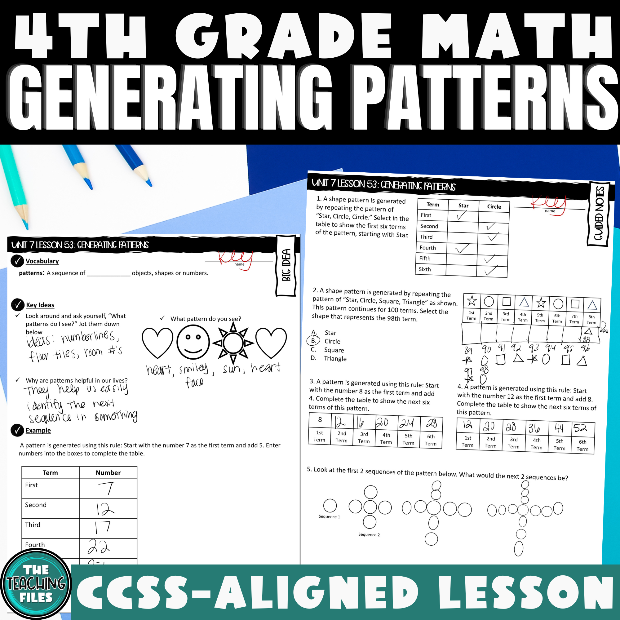 Generating Patterns Guided Notes Lesson Practice – The Teaching Files