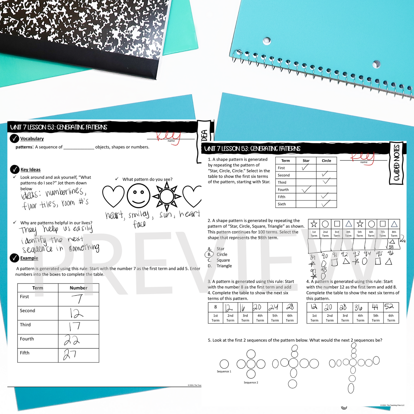 Generating Patterns Guided Notes Lesson Practice