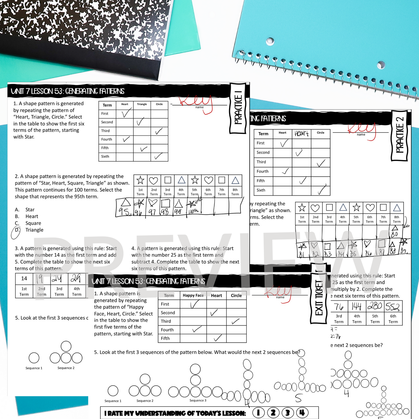 Generating Patterns Guided Notes Lesson Practice