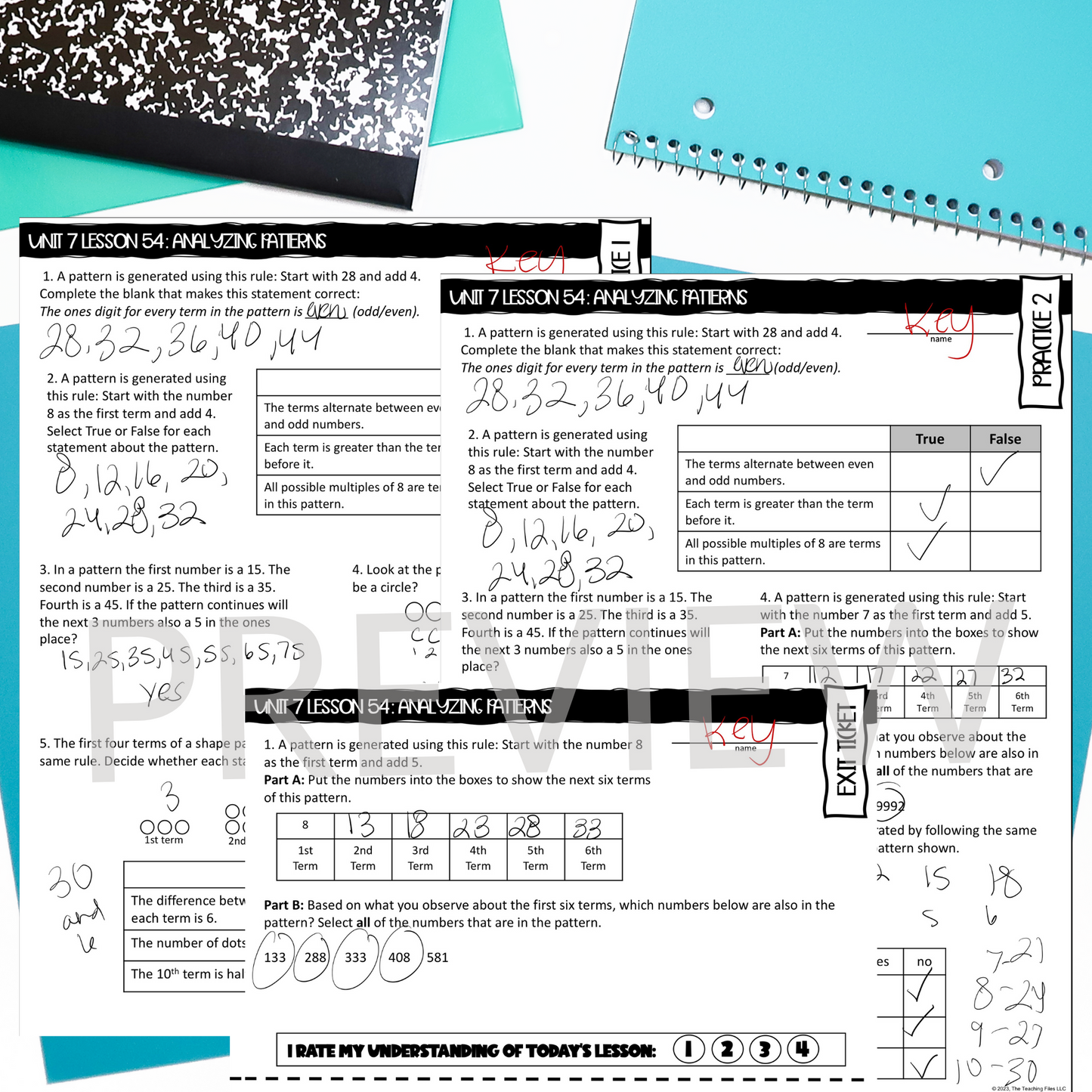 Analyzing Patterns Guided Notes Lesson Practice Exit Ticket