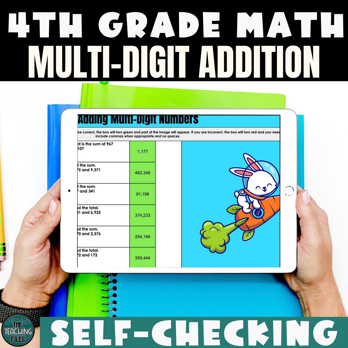 Adding Multi-Digit Numbers Digital Self-Checking Activity