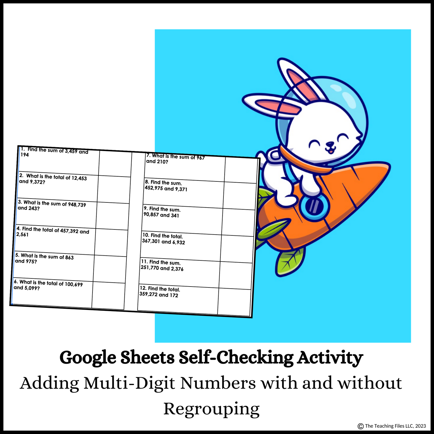 Adding Multi-Digit Numbers Digital Self-Checking Activity