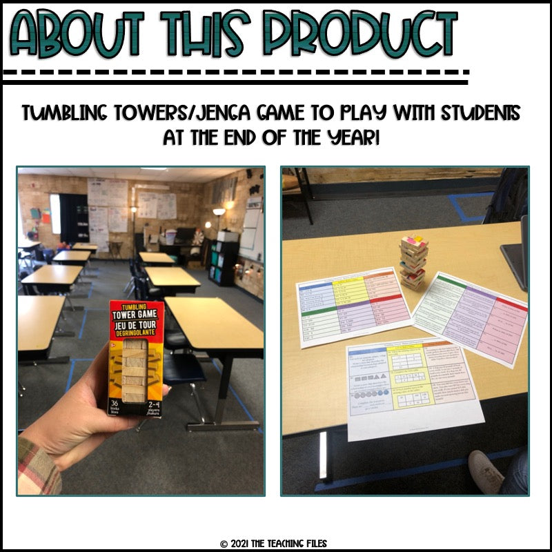 End of the Year Activity | Tumbling Towers Activity