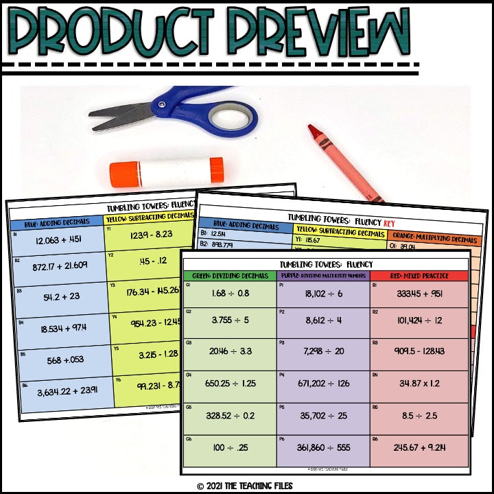 6th Grade Fluency | 6th Grade Math Tumbling Towers Activity